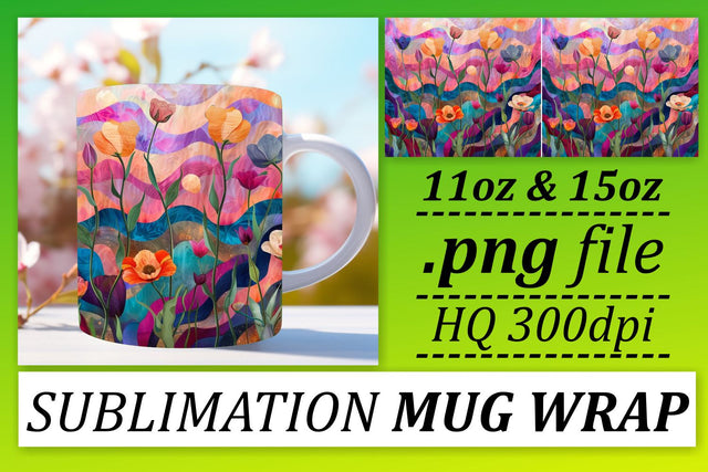 Floral Wonderland Mug Wrap Sublimation afrosvg 