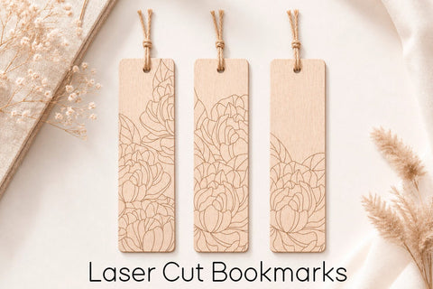 Floral Wooden Bookmark SVG, Peony Flower Bookmark Laser Cut SVG AnastasiyaArtDesign 