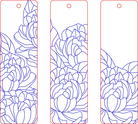 Floral Wooden Bookmark SVG, Peony Flower Bookmark Laser Cut SVG AnastasiyaArtDesign 
