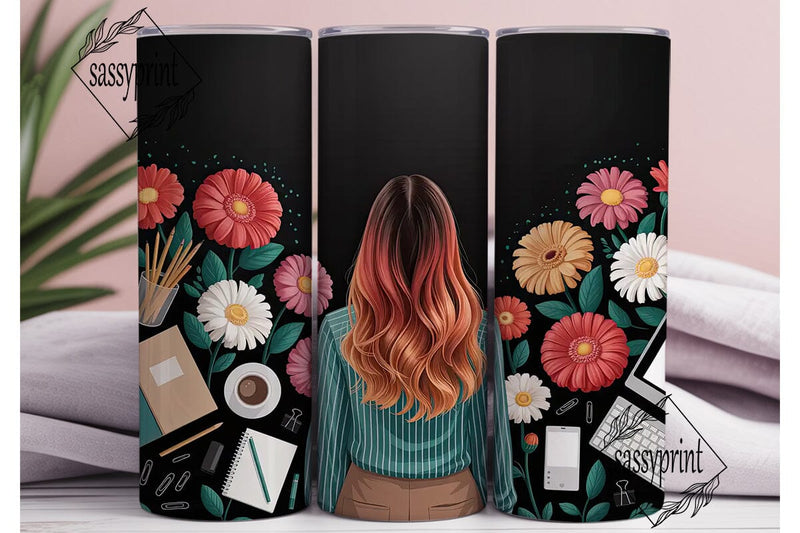 Floral Workspace 20oz Tumbler Design Sublimation sassyprint 