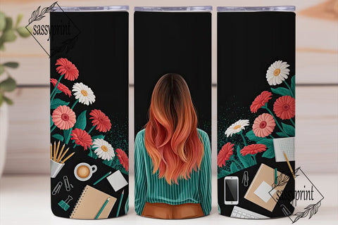 Floral Workspace 20oz Tumbler Design Sublimation sassyprint 