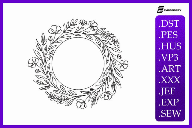Floral Wreath Botanical Wildflower Circle Embroidery Design Embroidery/Applique DESIGNS sg embroidery 