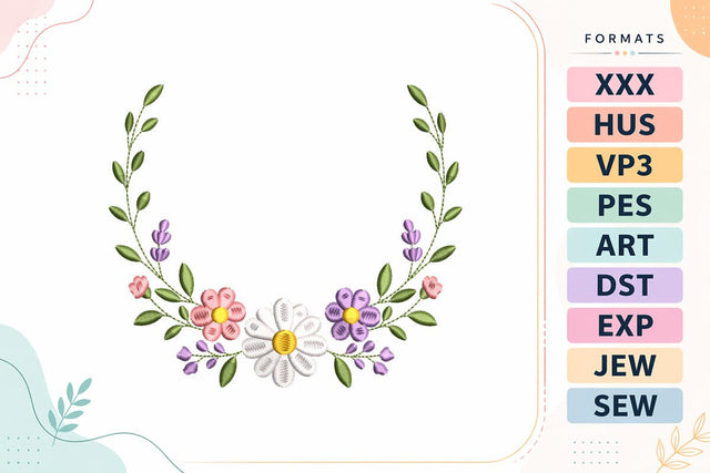 Floral Wreath Frame Embroidery Design Embroidery/Applique DESIGNS sg embroidery 