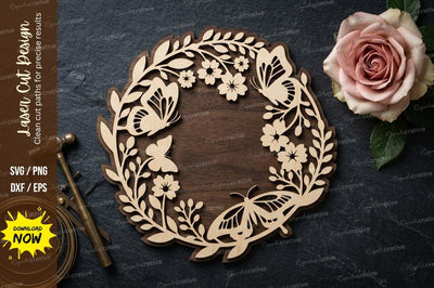 Floral Wreath Frame laser Cut svg Cutting file SVG Regulrcrative 