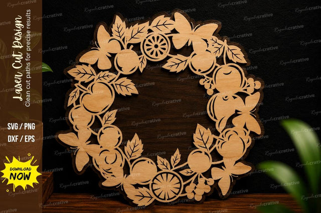 Floral Wreath Laser Cut SVG Design SVG Regulrcrative 