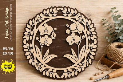 Floral Wreath Ornament Laser Cut SVG Design SVG Regulrcrative 