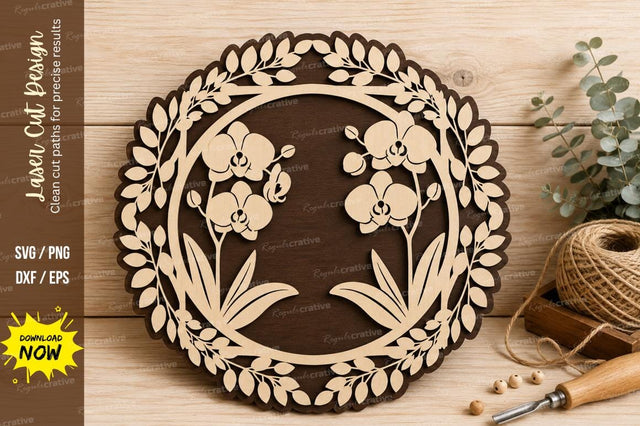 Floral Wreath Ornament Laser Cut SVG Design SVG Regulrcrative 
