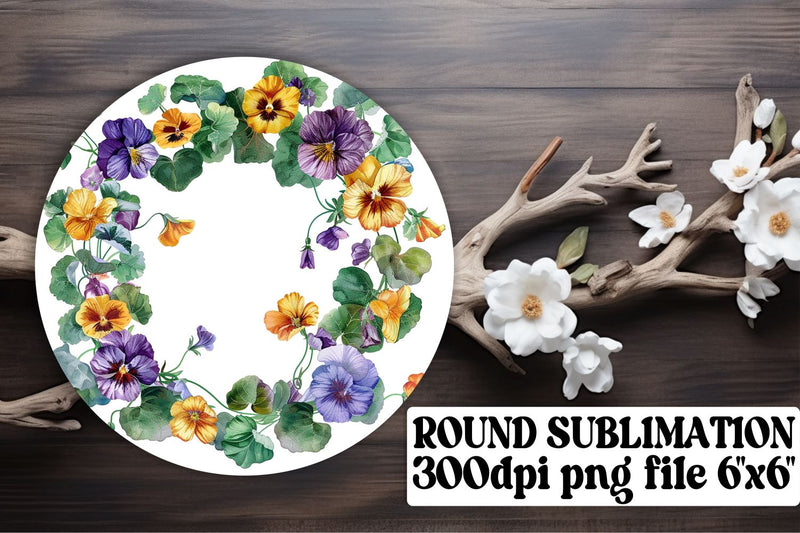 Floral Wreath Round Design with Sublimation afrosvg 