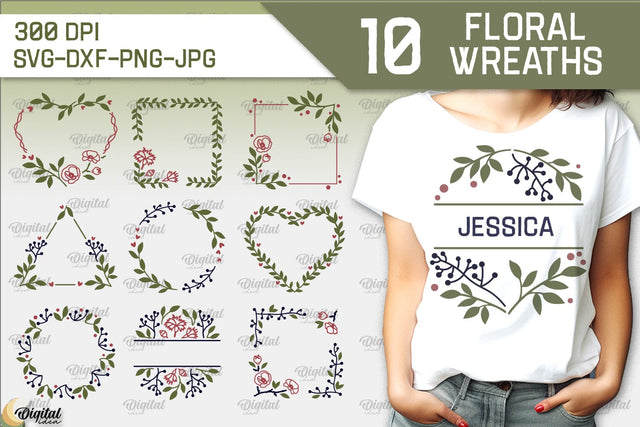 Floral Wreath SVG Bundle. Flower Wreath SVG. Floral Frame SVG SVG Evgenyia Guschina 