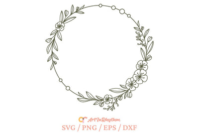 Floral Wreath Svg, Circle Frame Svg, Circle Monogram Svg, Floral Border Svg SVG Artinrhythm shop 