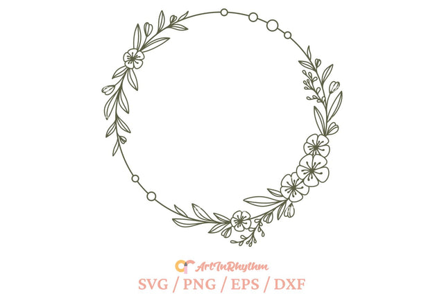 Floral Wreath Svg, Circle Frame Svg, Circle Monogram Svg, Floral Border Svg SVG Artinrhythm shop 
