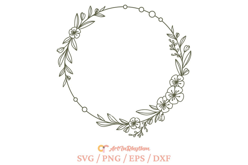 Floral Wreath Svg, Circle Frame Svg, Circle Monogram Svg, Floral Border Svg SVG Artinrhythm shop 