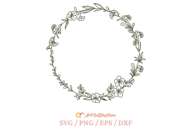 Floral Wreath Svg, Circle Monogram Frame Svg, Circle Frame Svg, Floral Border Svg SVG Artinrhythm shop 