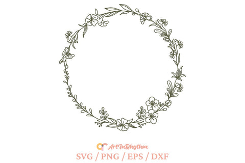 Floral Wreath Svg, Circle Monogram Frame Svg, Circle Frame Svg, Floral Border Svg SVG Artinrhythm shop 
