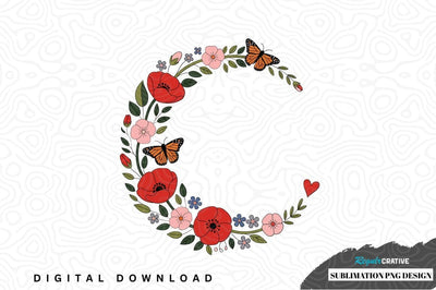 Floral wreath with butterflies sublimation png design Sublimation Regulrcrative 