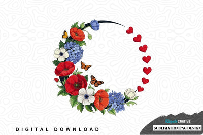 Floral wreath with hearts sublimation png design Sublimation Regulrcrative 
