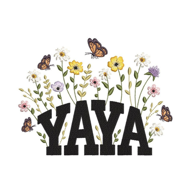 Floral Yaya Embroidery Design, Mother's Day Embroidery Design, 3 sizes, Instant Download Embroidery/Applique DESIGNS Nino Nadaraia 