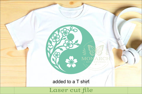 Floral Yin Yang SVG Cherry Blossom Wall Art Laser Cut Nature Decor Design File SVG APInspireddesigns 