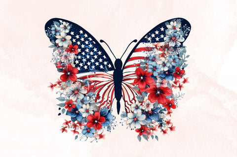 Florals Butterfly USA Flag Sublimation Clipart Bundle Sublimation Designangry 