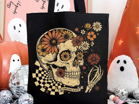 Florescence in Decay Skull PNG, Floral Gothic Skeleton Design SVG DesignDestine 