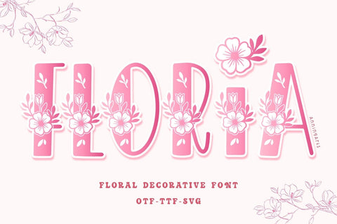 Floria – Elegant Floral Decorative Font Font AnningArts Design 