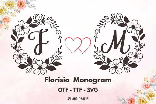 Florisia Monogram Font – Decorative Floral Letters for Cricut Projects Font AnningArts Design 