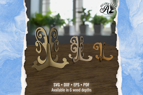 Flourish Easel Art Stands SVG 3D laser cut files-3 sizes SVG Angel on Empire 