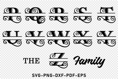 Flourish Monogram Split Alphabet Letters SVG Cut Files, Split Font SVG Bundle, family monogram SVG, SVG D2PUTRI Designs 