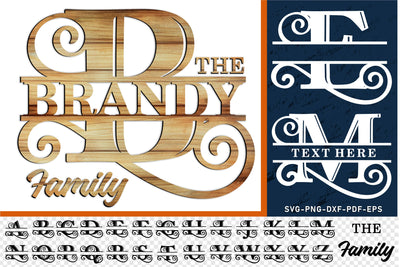 Flourish Monogram Split Alphabet Letters SVG Cut Files, Split Font SVG Bundle, family monogram SVG, SVG D2PUTRI Designs 