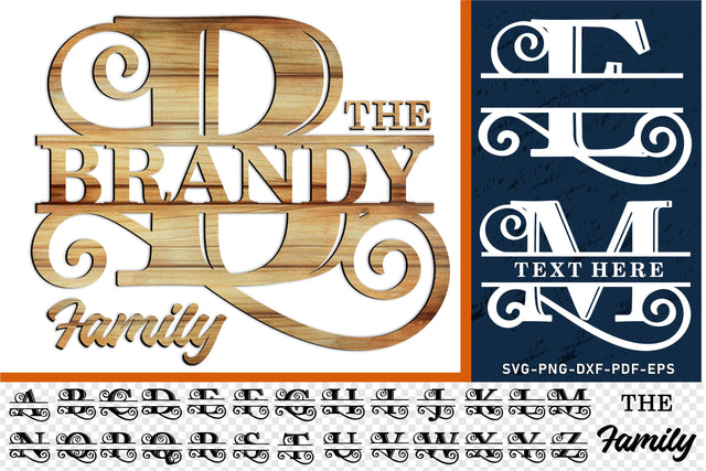 Flourish Monogram Split Alphabet Letters SVG Cut Files, Split Font SVG Bundle, family monogram SVG, SVG D2PUTRI Designs 