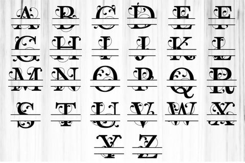 Flourish Split Font SVG Bundle, Split Monogram Alphabet Letters SVG Cut Files, family monogram SVG, SVG D2PUTRI Designs 