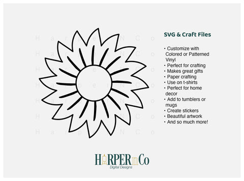 FLOWER 1 OUTLINE SVG PNG Cut EPS File SVG HarperNCo 