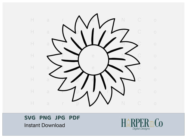 FLOWER 1 OUTLINE SVG PNG Cut EPS File SVG HarperNCo 