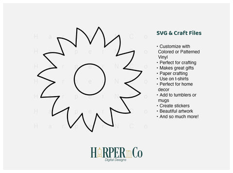 Flower 2 Outline SVG PNG Cut EPS File SVG HarperNCo 