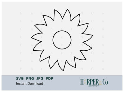 Flower 2 Outline SVG PNG Cut EPS File SVG HarperNCo 