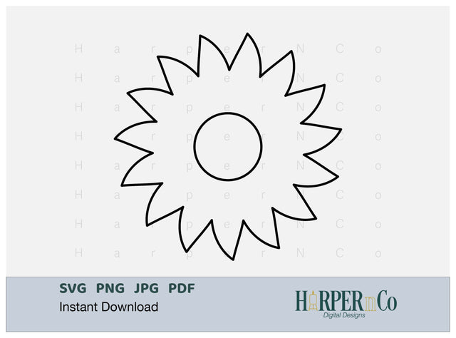 Flower 2 Outline SVG PNG Cut EPS File SVG HarperNCo 
