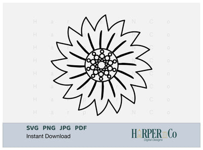 Flower 3 Outline SVG PNG Cut EPS File SVG HarperNCo 