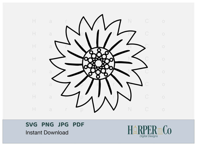 Flower 3 Outline SVG PNG Cut EPS File SVG HarperNCo 