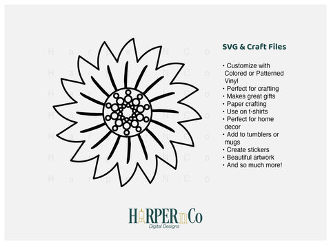 Flower 3 Outline SVG PNG Cut EPS File SVG HarperNCo 