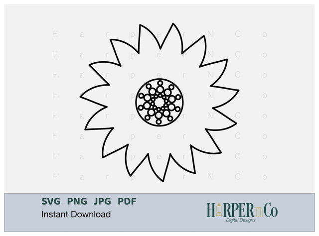 Flower 4 Outline SVG PNG Cut EPS File SVG HarperNCo 