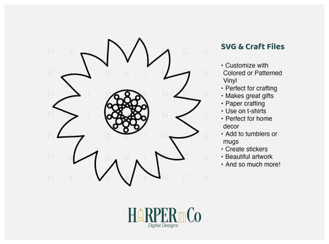 Flower 4 Outline SVG PNG Cut EPS File SVG HarperNCo 