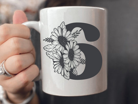 Flower A to Z Alphabet with Daisies and Leaves Svg file, Flower 0 to 9 Numbers Svg, Alphabet Svg,Daisy Flower Ornaments,Wedding table number SVG DesignDestine 