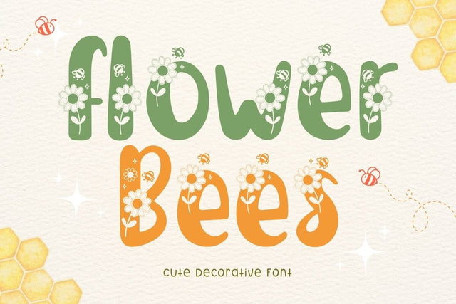 Flower Bees - Cute Display Font Font AnningArts Design 