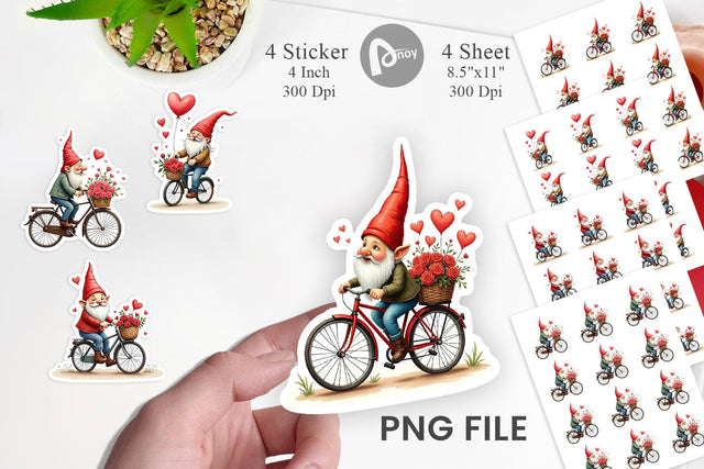 Flower Bike Gnome Sticker Sublimation artnoy 