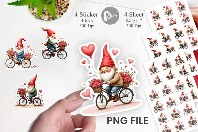 Flower Bike Gnome Sticker Sublimation artnoy 