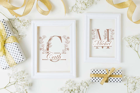 Flower Bloom Line Monogram Font Dm Letter Studio 