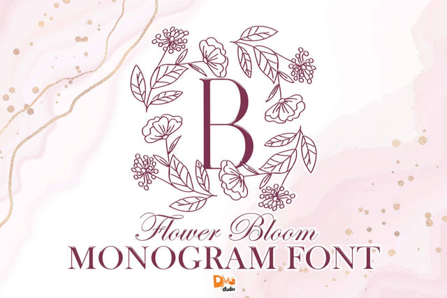 Flower Bloom Monogram Font Dm Letter Studio 