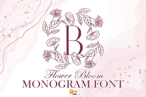 Flower Bloom Monogram Font Dm Letter Studio 