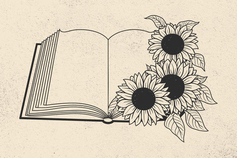 Flower Book with Sunflowers Svg, Floral Open Book Svg file, Reading Svg, Floral Books Svg, Teacher Svg, Book Clipart, Book Cricut SVG DesignDestine 