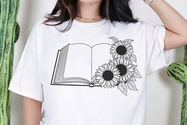 Flower Book with Sunflowers Svg, Floral Open Book Svg file, Reading Svg, Floral Books Svg, Teacher Svg, Book Clipart, Book Cricut SVG DesignDestine 